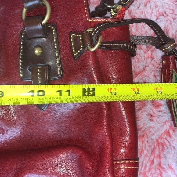 Vintage Dooney & Bourke Toledo Bordeaux Red & Brown Leather Winged Satchel - Picture 10 of 12